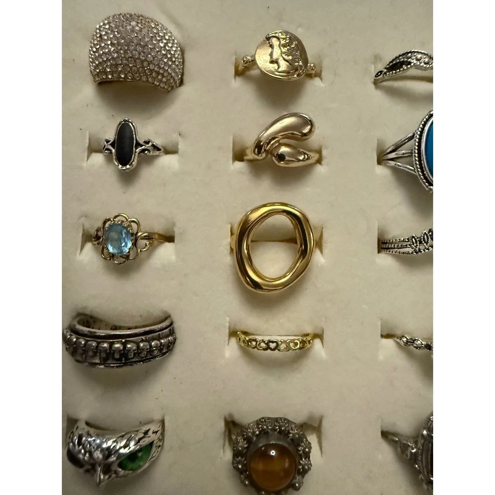 Bulk Lot 50 Fashion Rings Womens Statement Boho Vintage Style Silver Gold Tone